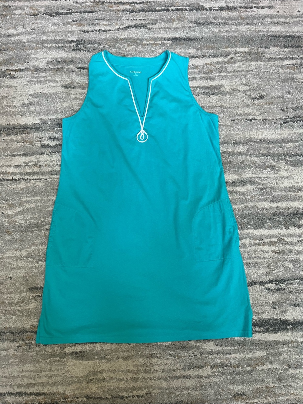 Lands' End Teal Sleeveless Dress
